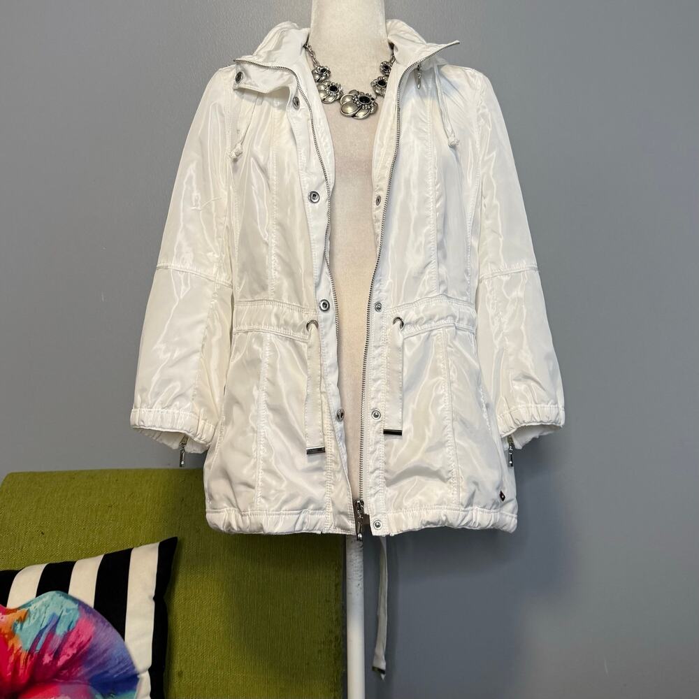 White House Black Market WHBM White Full Zip Windbreaker Jacket - Picture 7 of 7